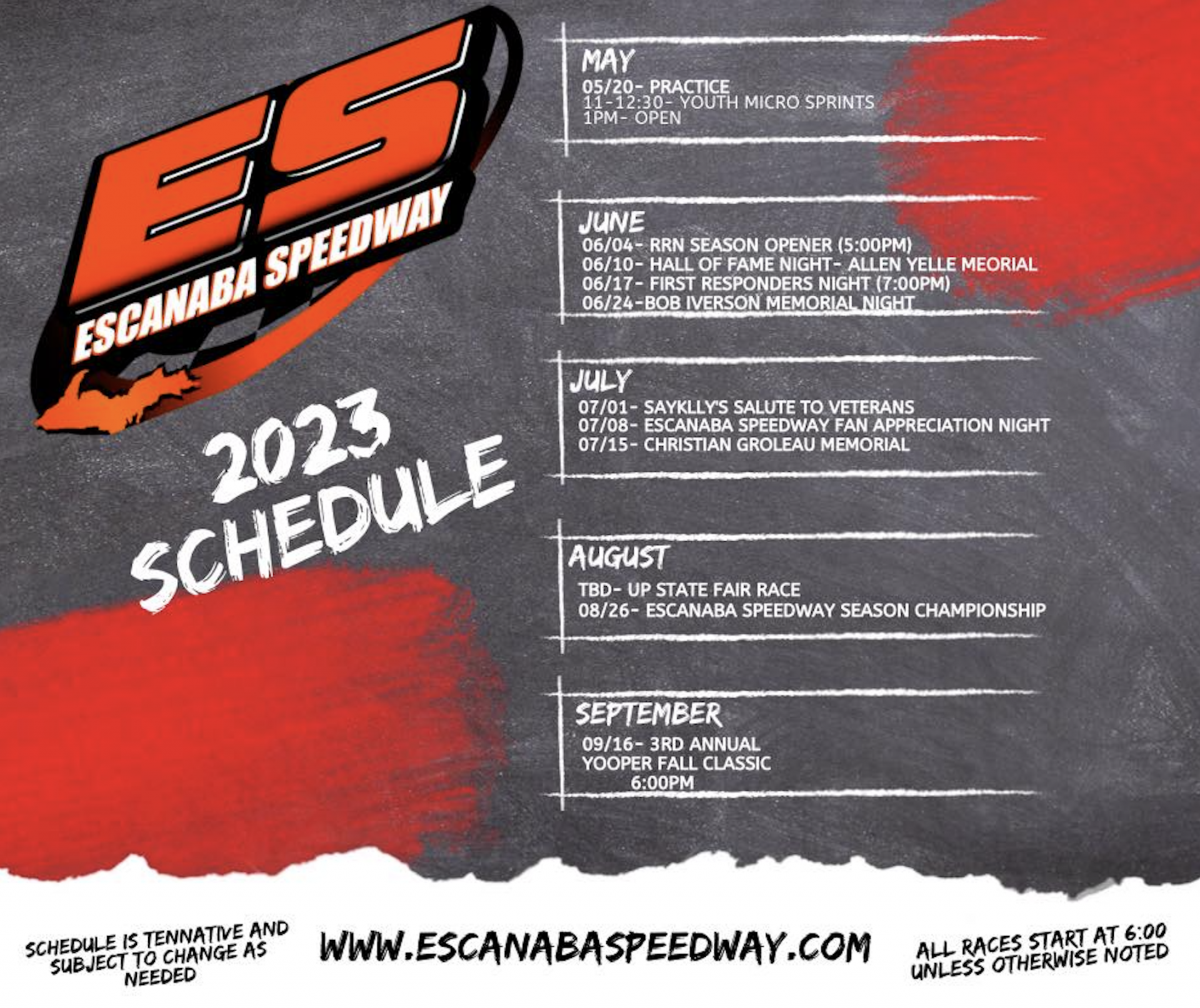 2023 Escanaba Speedway Schedule