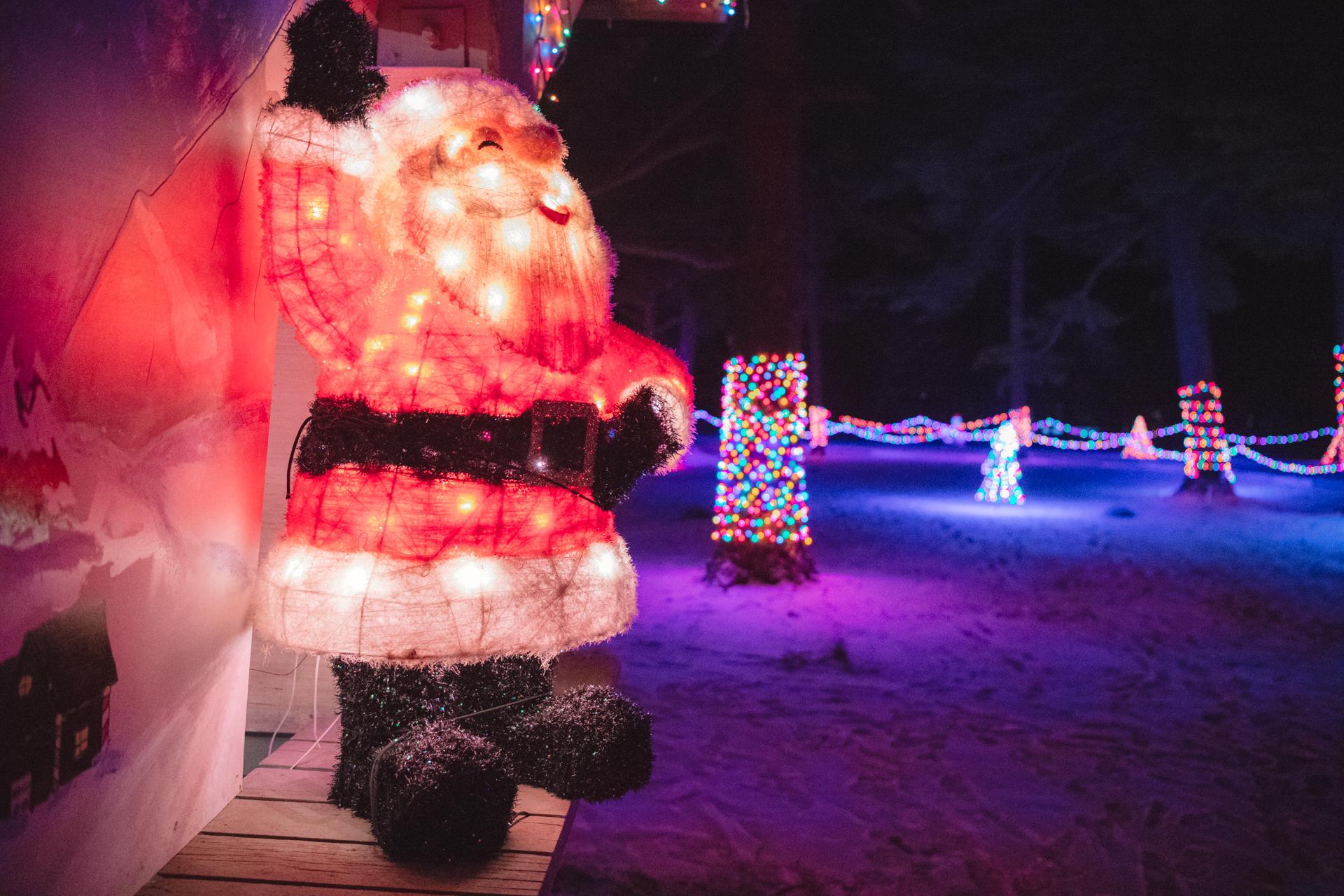 Colorful Holiday Lights Display in Rapid River Park