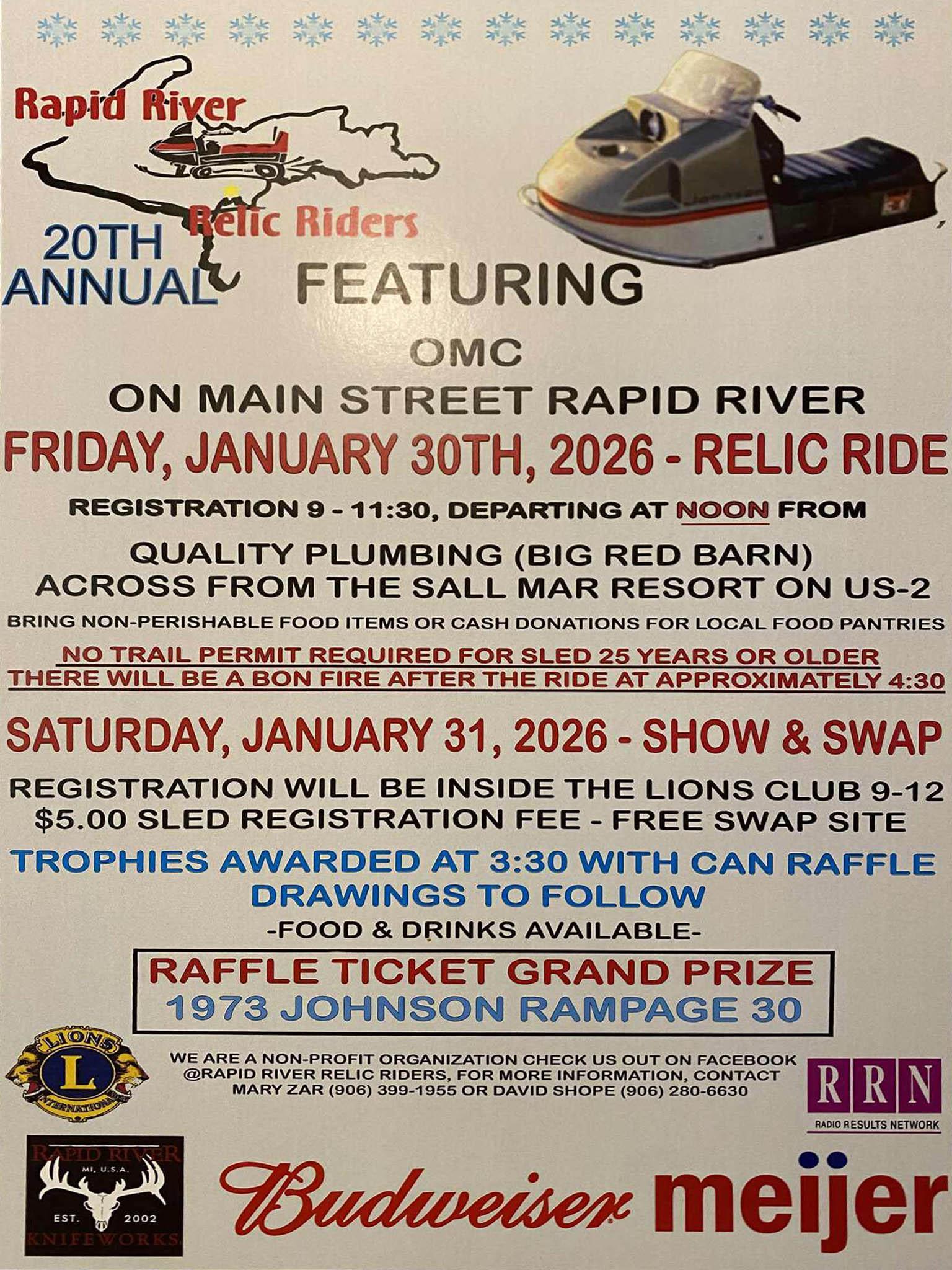 Rapid River Relic Ride event poster.
