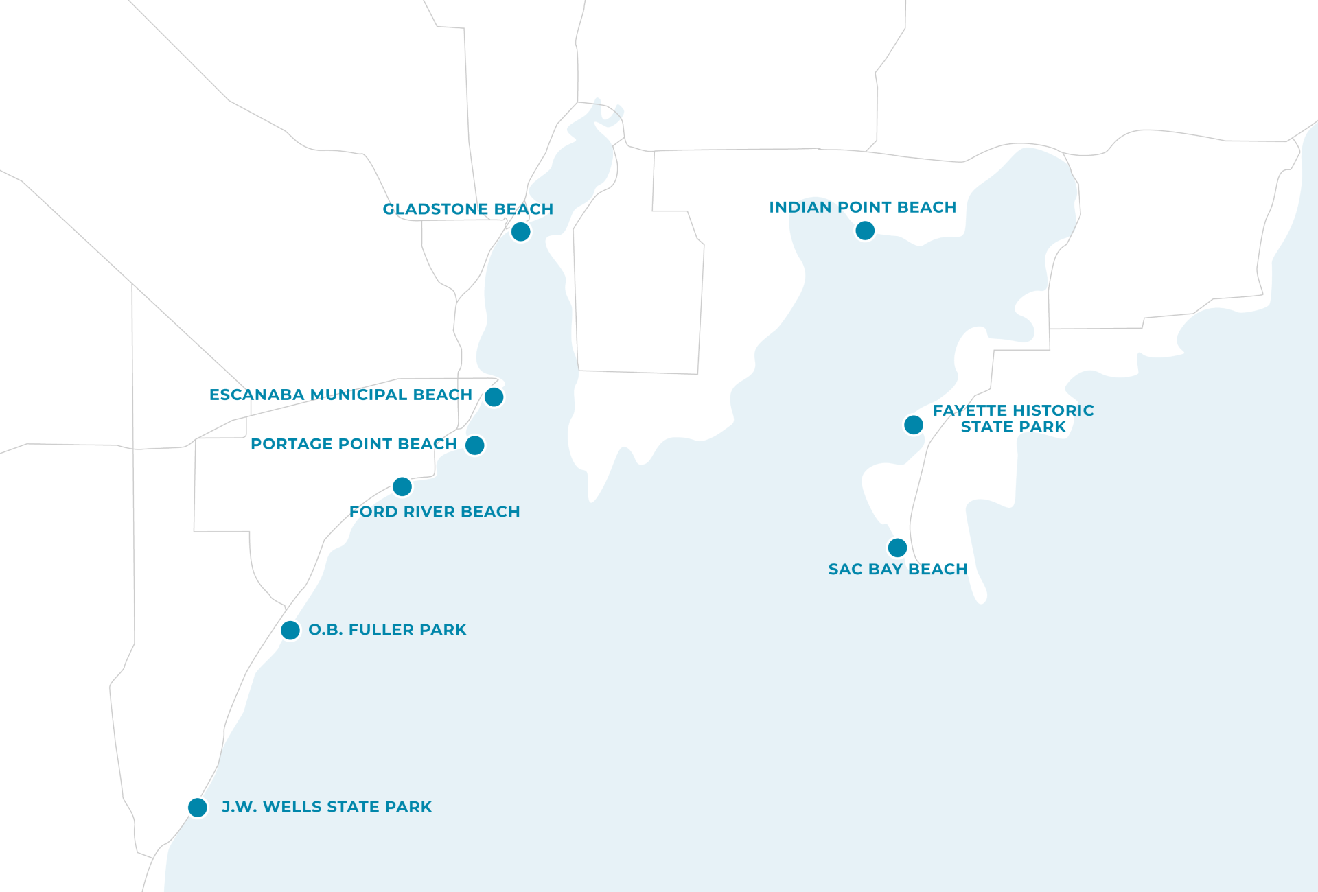 Map of Delta County Beaches