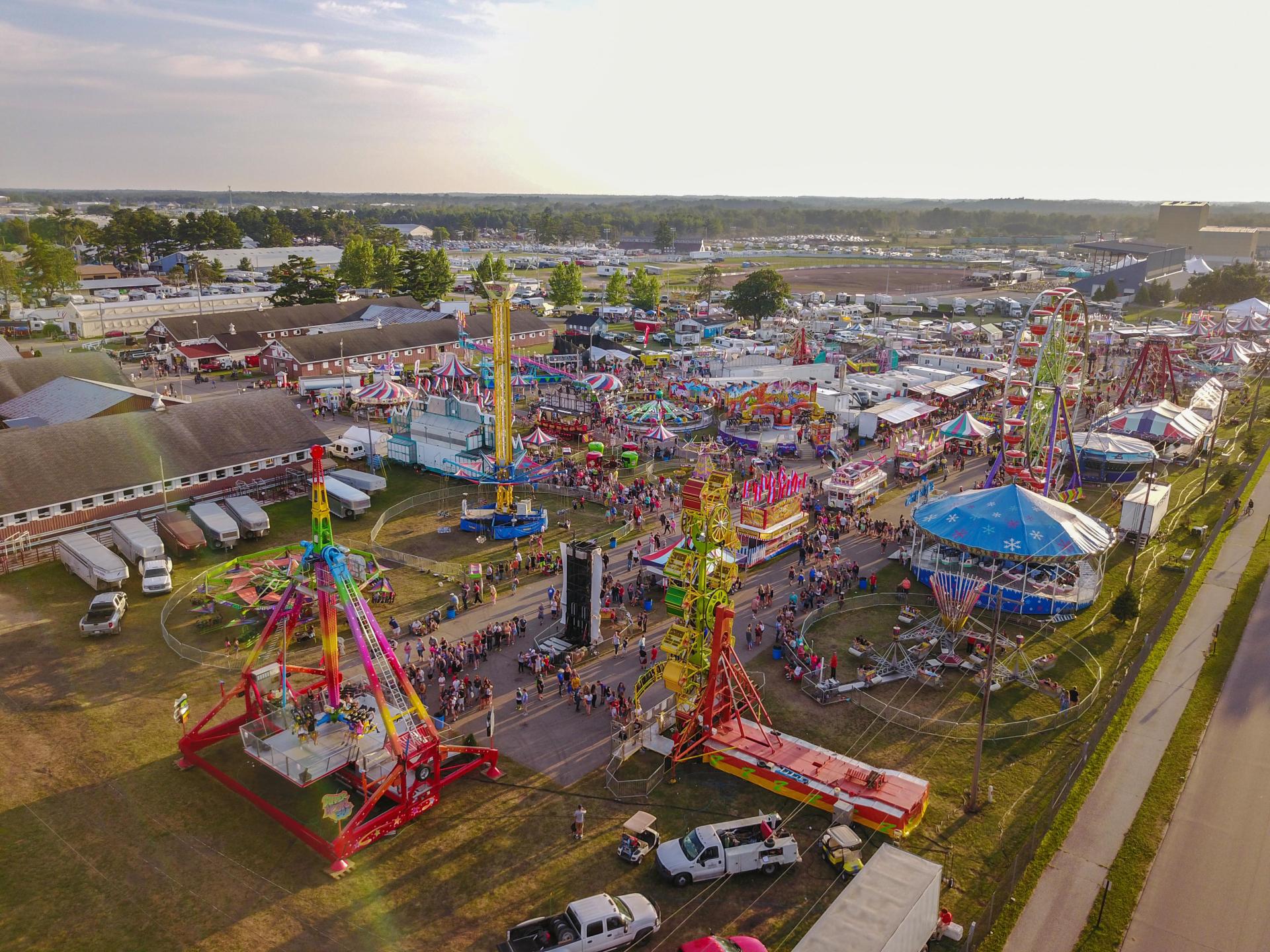 Aerial view from drone of state fair