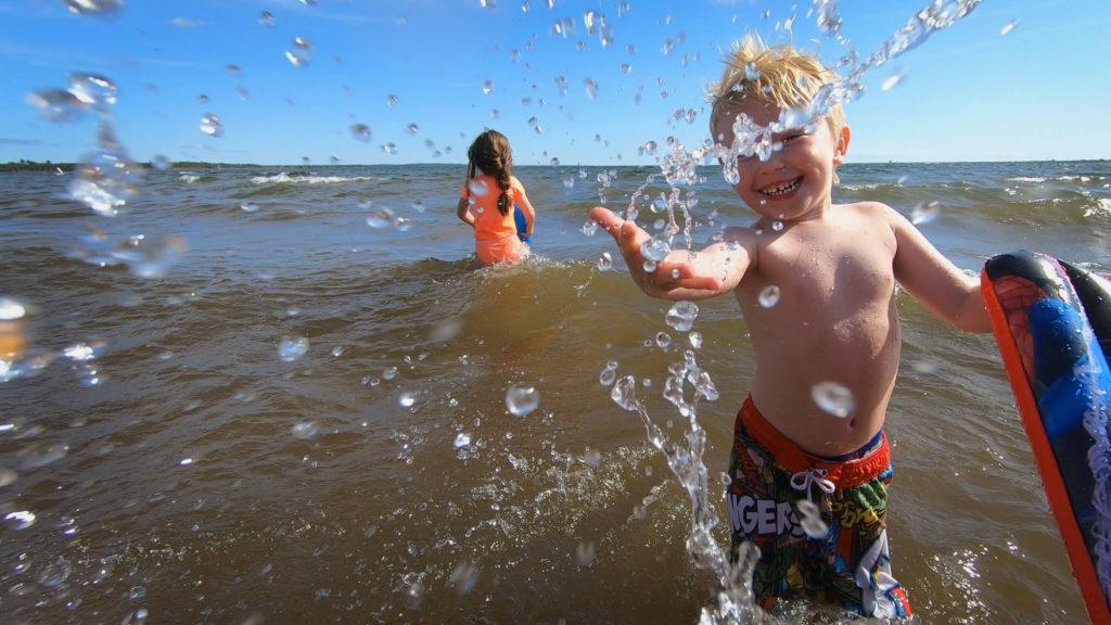 Boy splashing