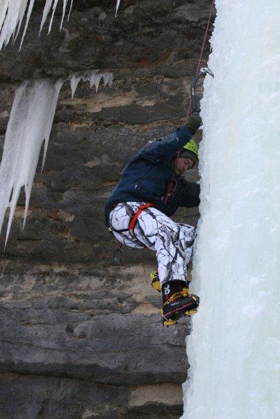 Person climbing on ice