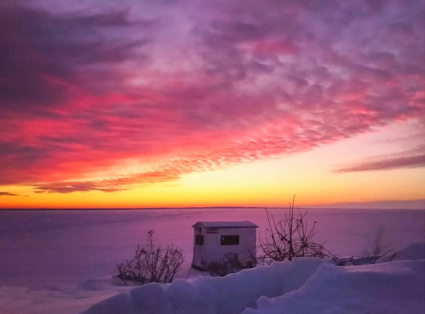 Ice fishing sunrise