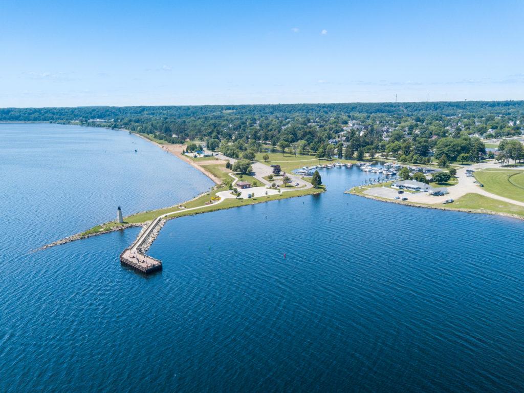 aerial shot of Gladstone harbor