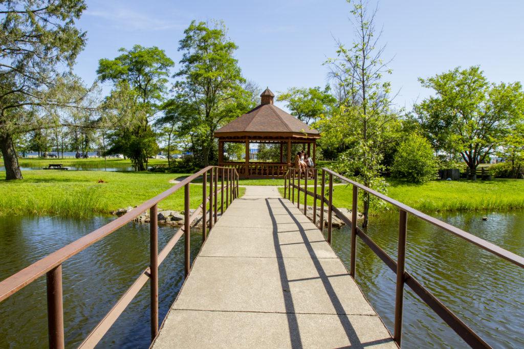 shot of a pavilion in a park