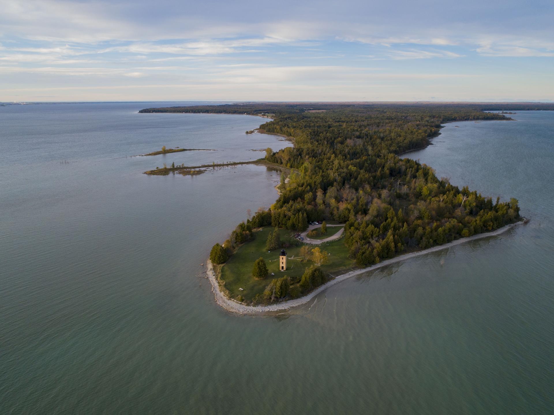 aerial shot of rapid river coastline