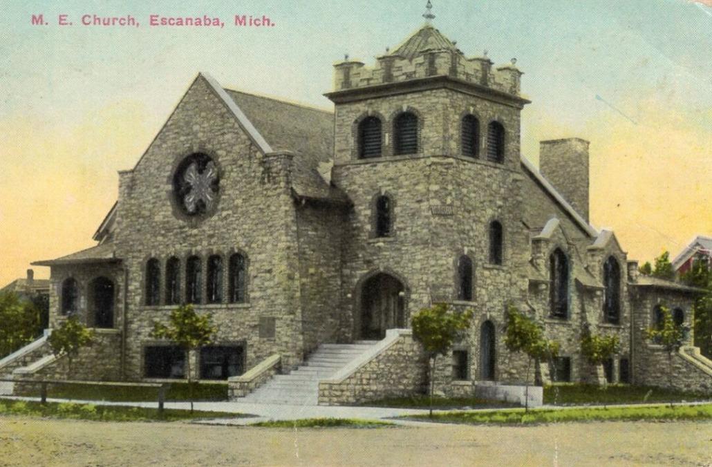 histroric photograph of a 150 year old church in escanaba