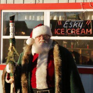Father Christmas outside a diner