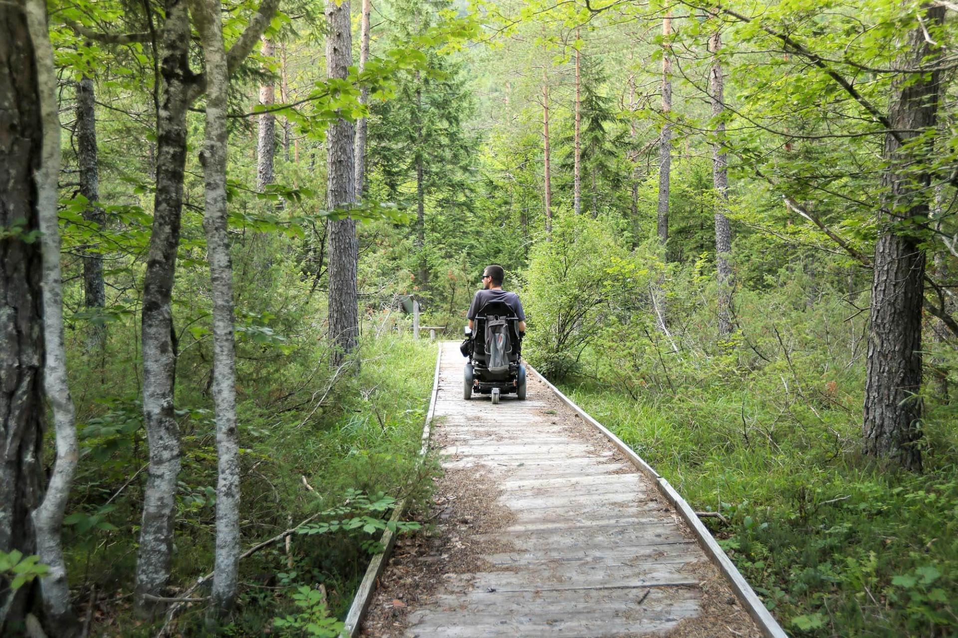 electric wheelchair on trail