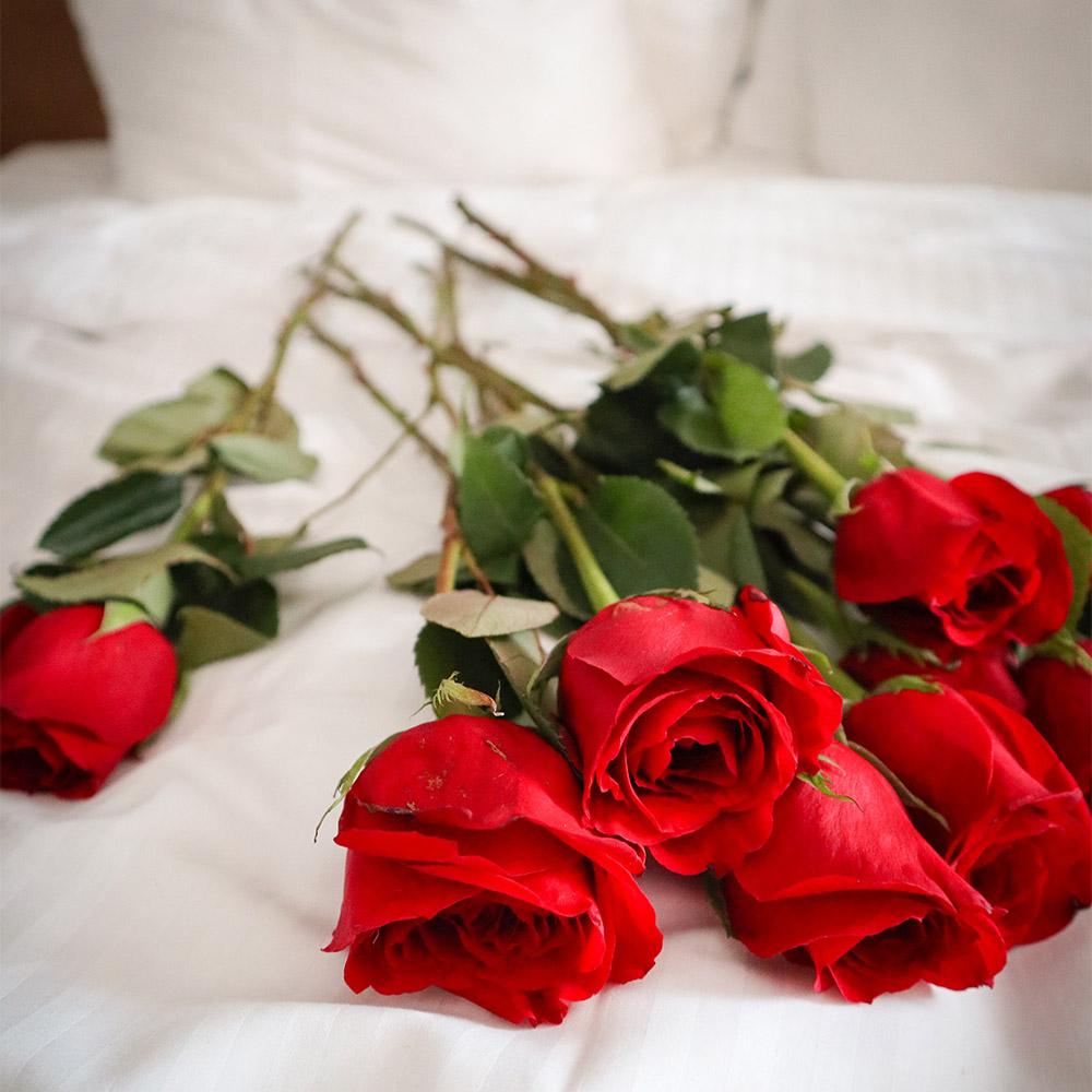 flowers on bed