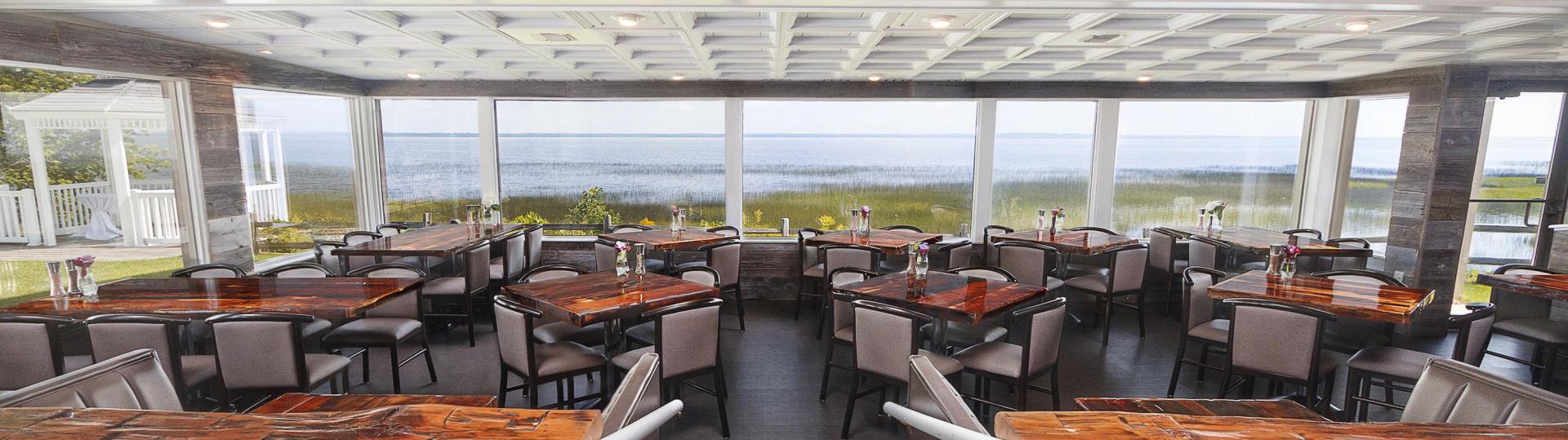 A panoramic view of the inside of Freshwater Tavern.