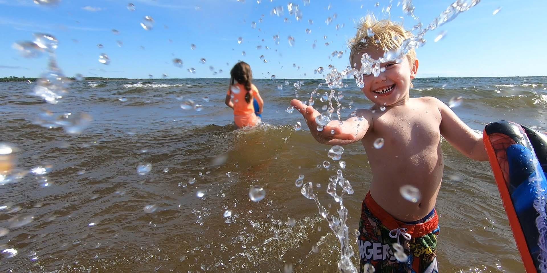 Kids Playing in Lake Michigan