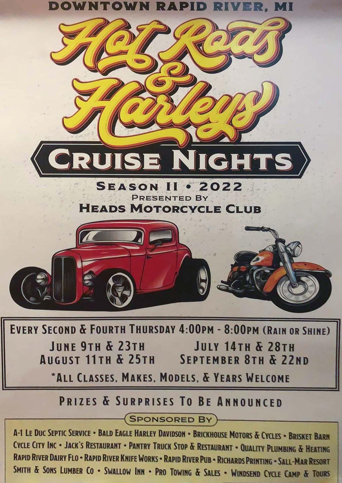 Hot Rods & Harleys ~ Cruise Nights - Poster